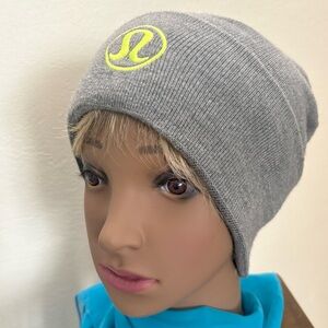 Lululemon Revelation Merino Blend Neon Logo Wide Headband Cuff Beanie OS